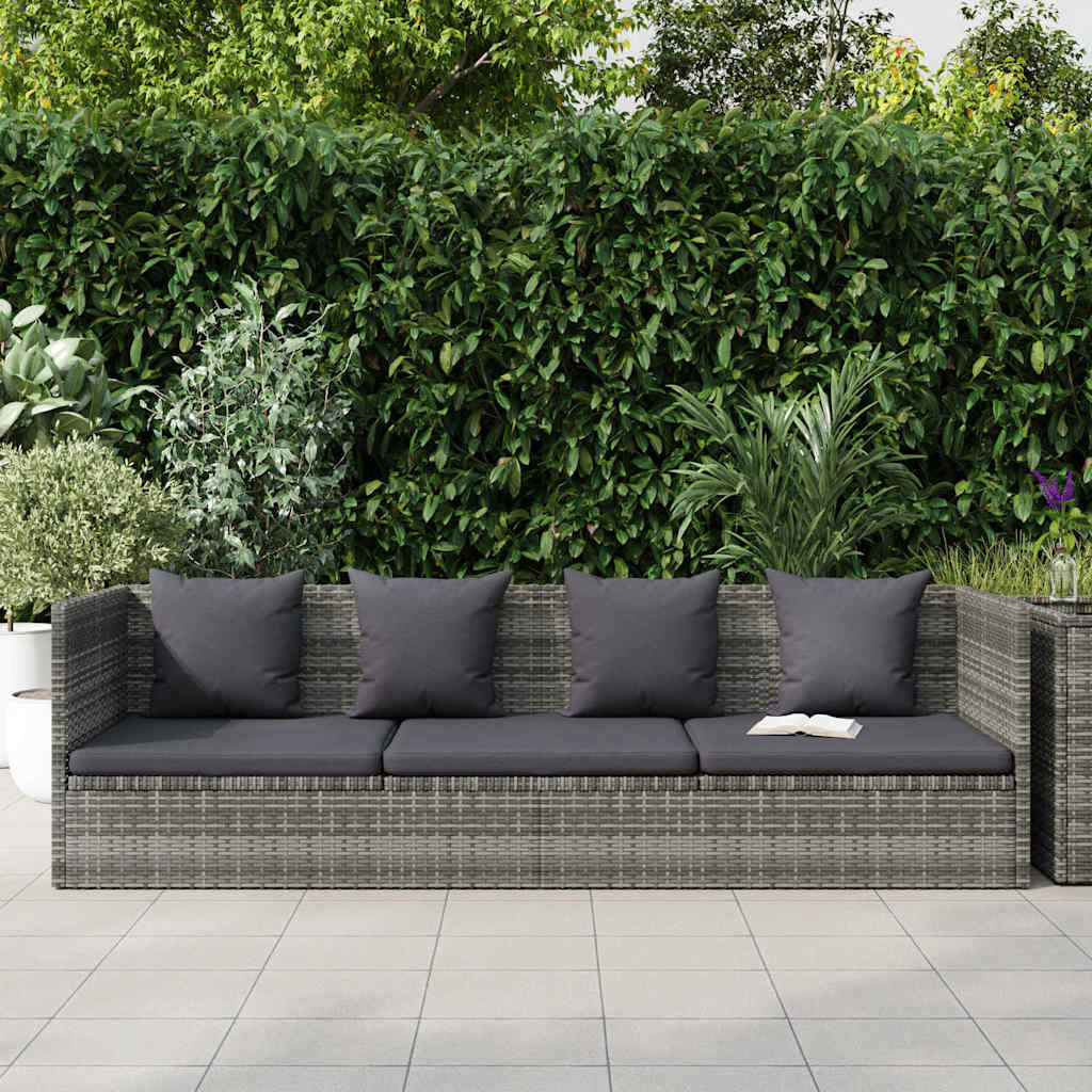 Espreguiçadeira de jardim 200x60 cm vime PE cinzento