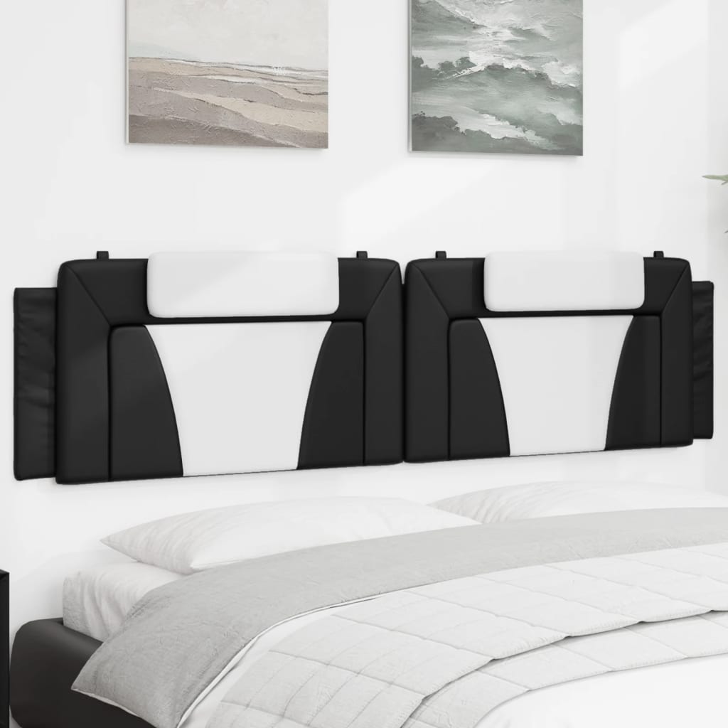 Almofadão de cabeceira viana 193 cm couro artificial preto e branco