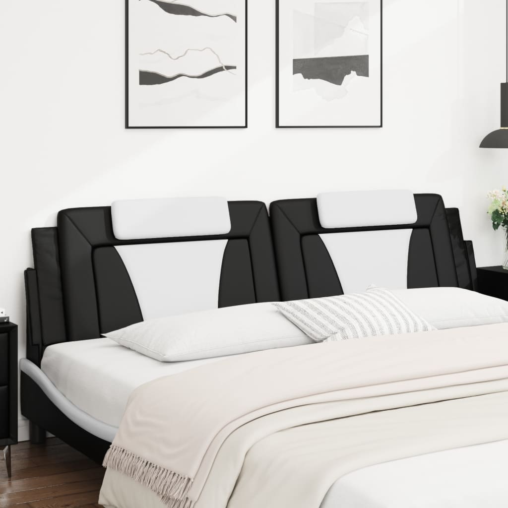 Almofadão de cabeceira viana 193 cm couro artificial preto e branco