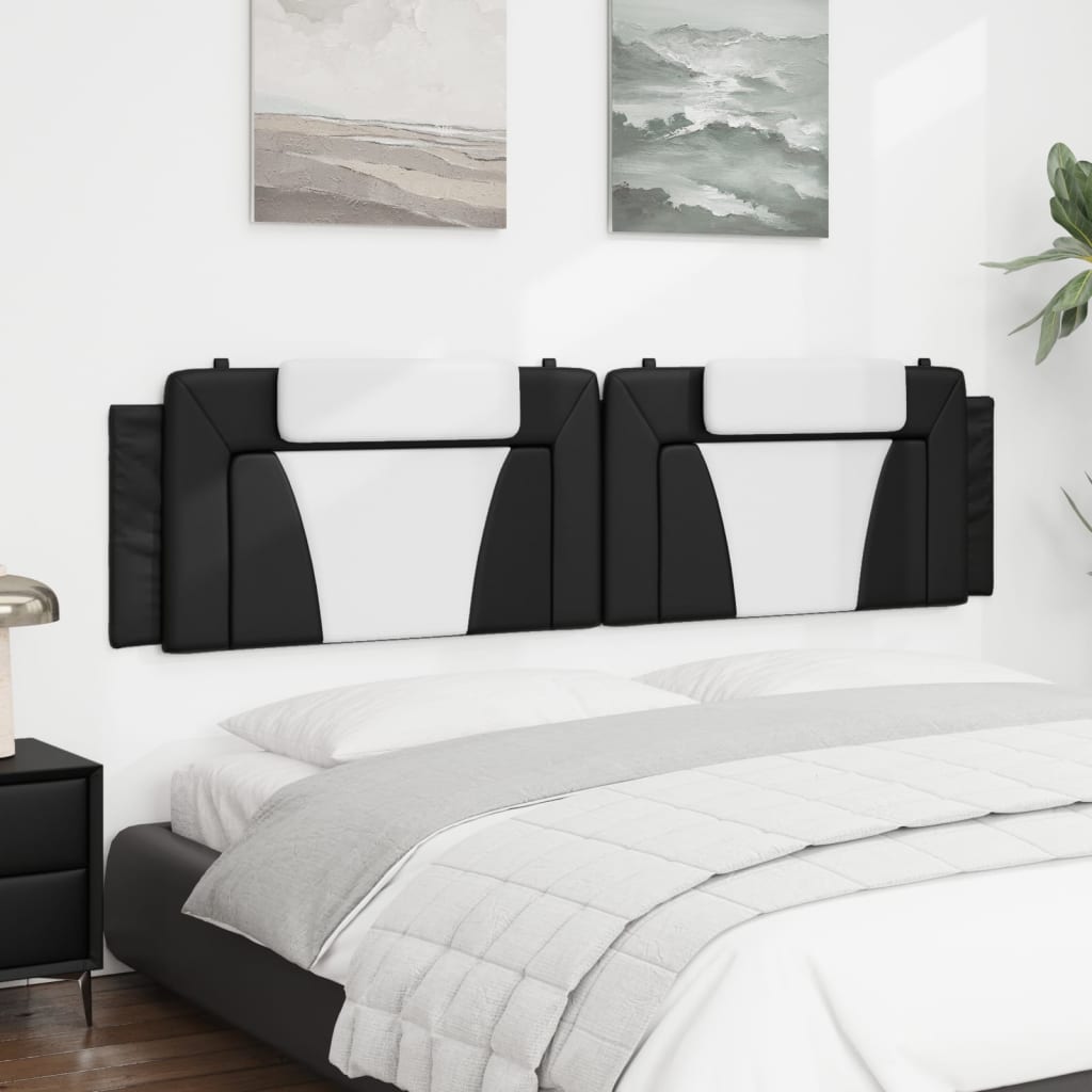 Almofadão de cabeceira viana 193 cm couro artificial preto e branco