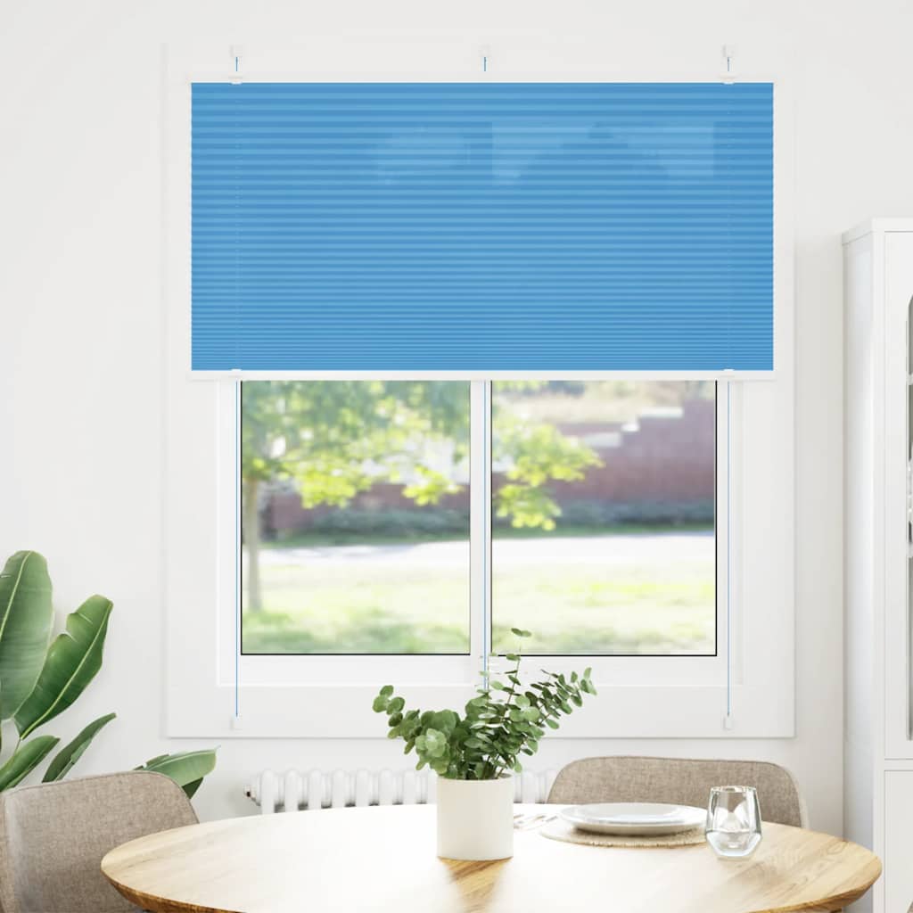 Plissado cego azul 120x150 cm largura tecido 119,4 cm poliéster