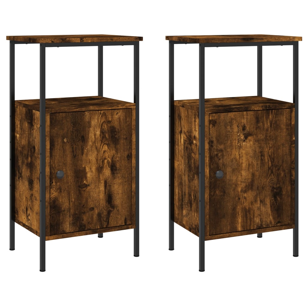 Mesas cabeceira 2pcs 41x31x80cm deriv. madeira carvalho fumado