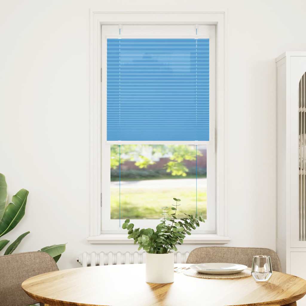 Azul plissada cega 65x100 cm largura tecido 64,4 cm poliéster