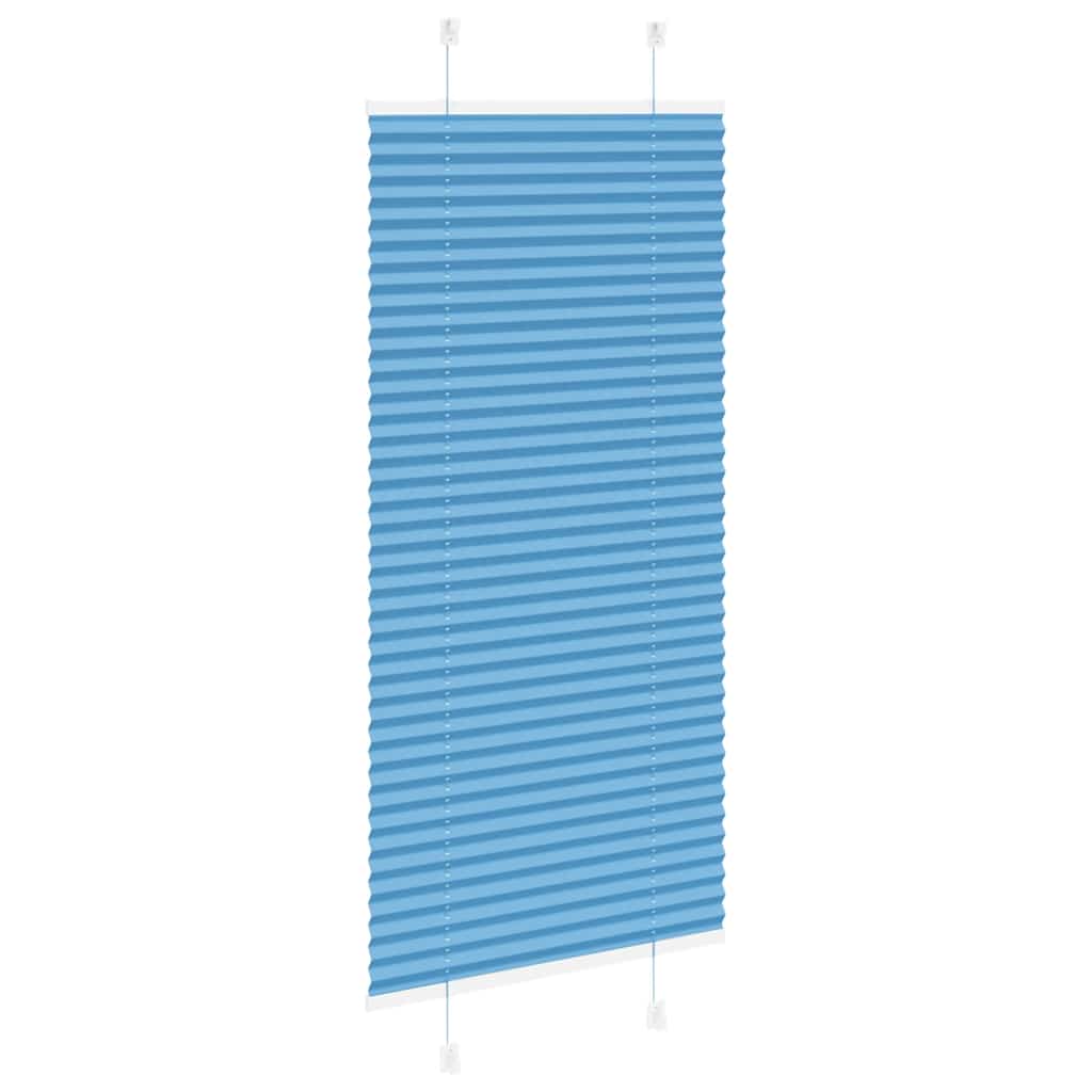 Azul plissada cega 65x100 cm largura tecido 64,4 cm poliéster