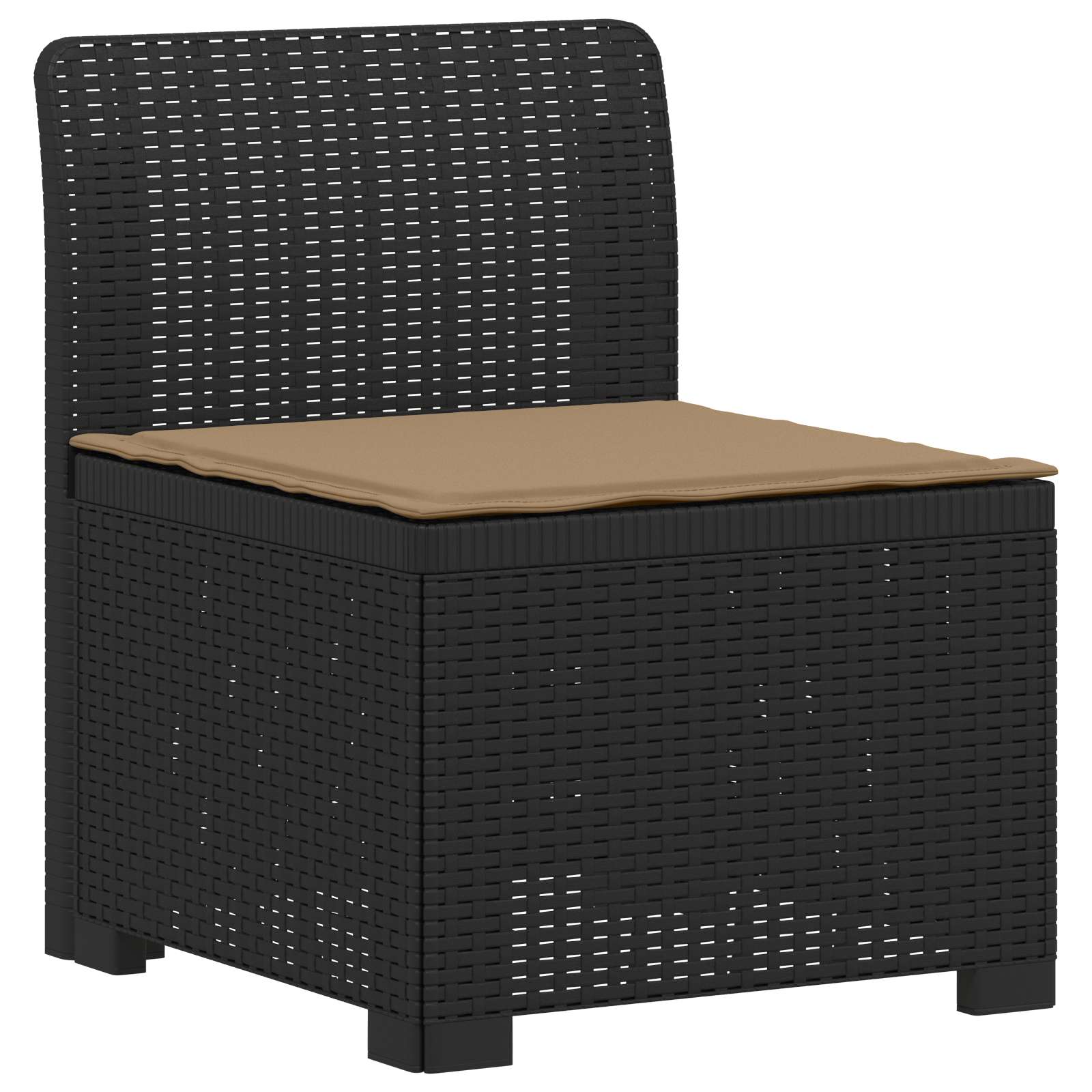 Sofá de jardim 1 lugar com almofada look rattan PP antracite