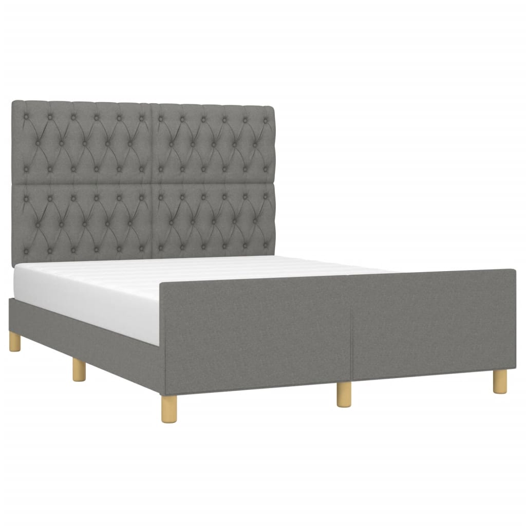 Estrutura de cama sem colchão 140x190 cm tecido cinzento-escuro