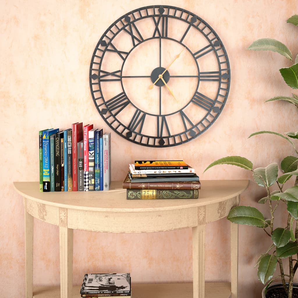 Relógio de parede vintage c/ movimento quartzo metal 60 cm xxl