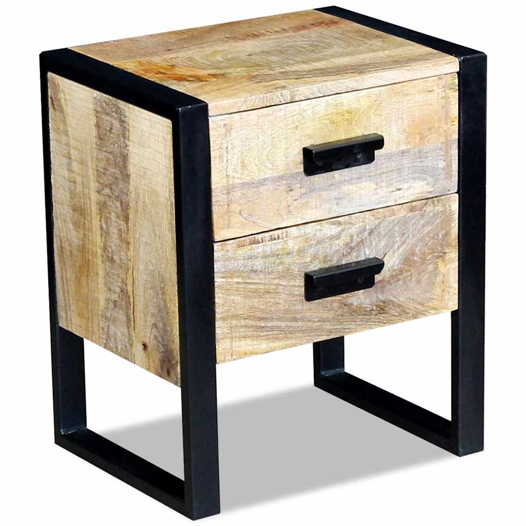 Mesa apoio 2 gavetas madeira de manga sólida 43x33x51 cm