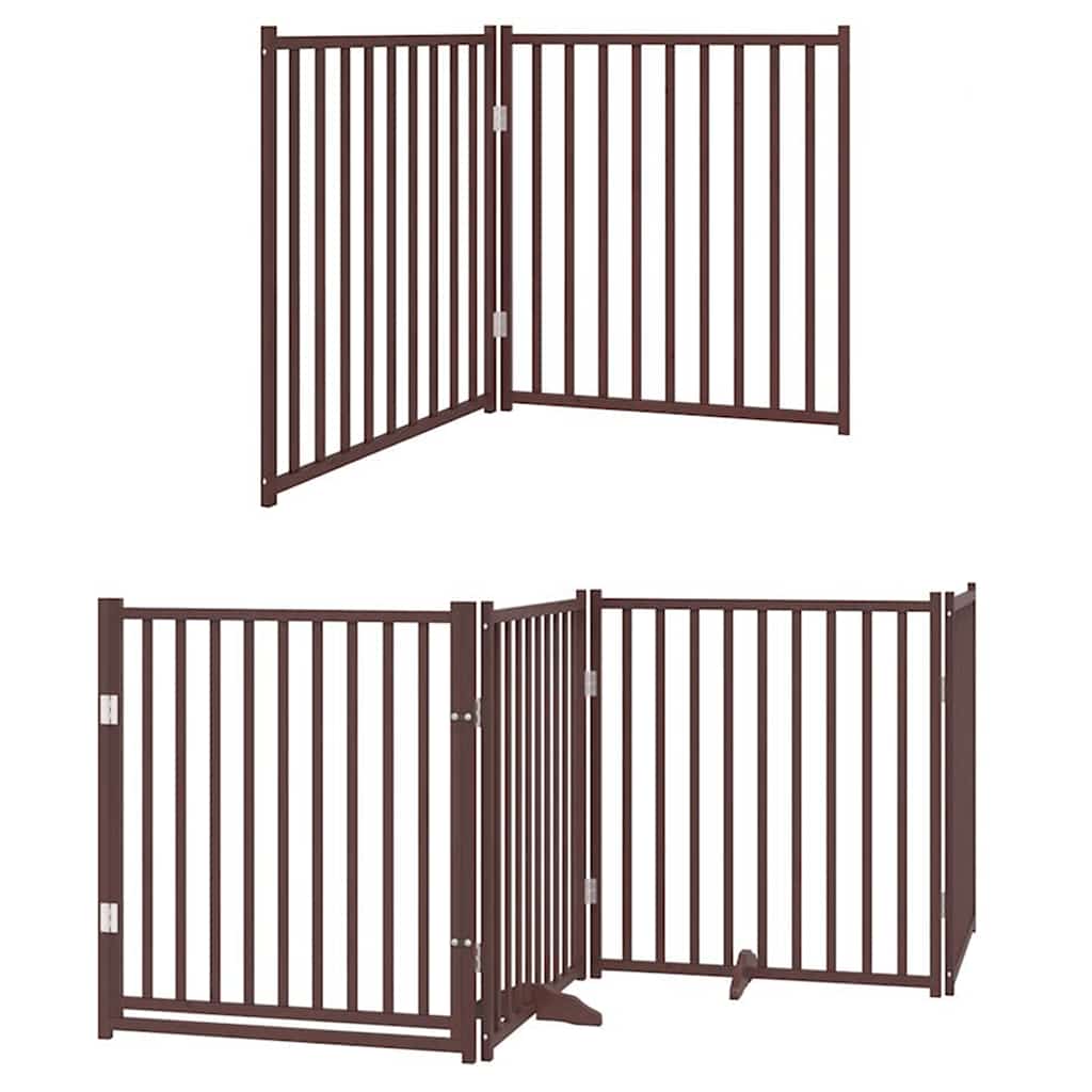 Portão cães c/ porta dobrável 10 painéis 800 cm álamo castanho