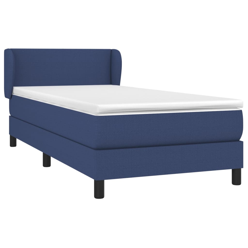 Cama com molas/colchão 90x200 cm tecido azul