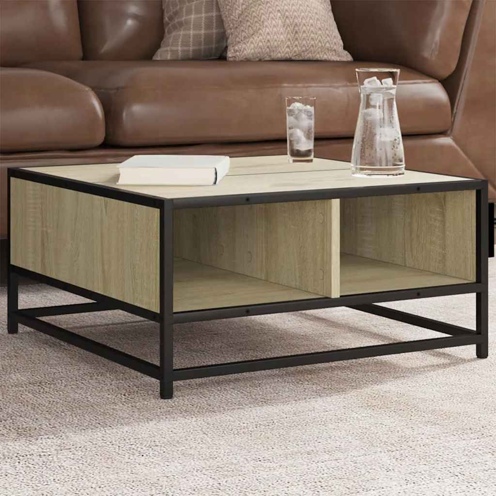 Mesa de centro derivados de madeira e metal carvalho sonoma