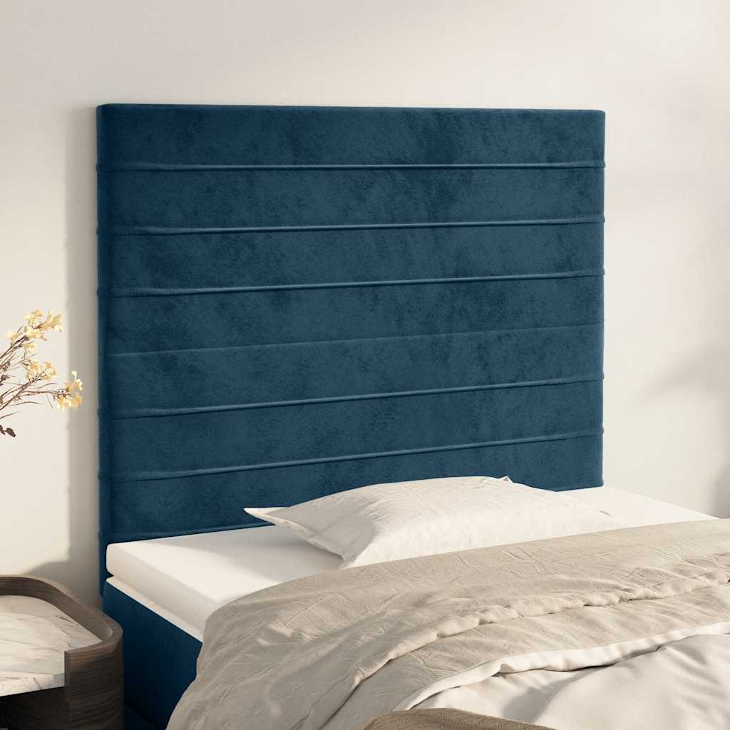 Cabeceira azul escuro 90x5x118/128 cm veludo