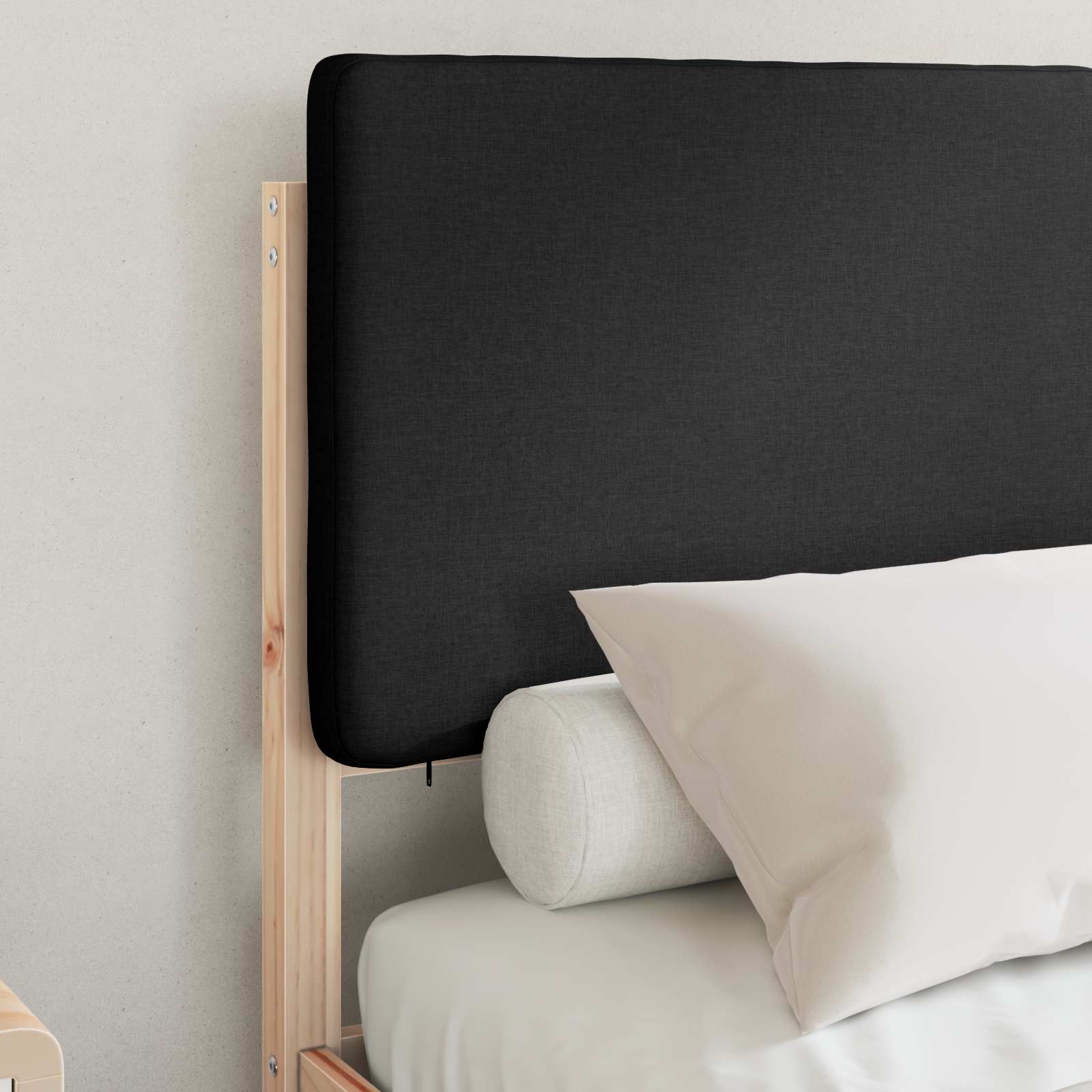 Estrutura de cama com cabeceira estofada preto 120 x 200 cm