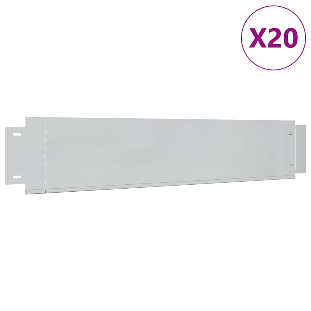 Vedação para relvado 20 pcs aço galvanizado 100x20 cm