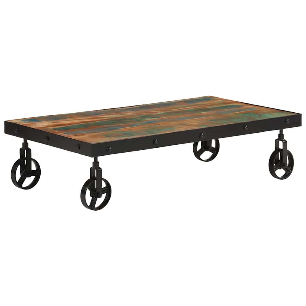 Mesa de centro c/ rodas 100x55x26 cm madeira recuperada maciça