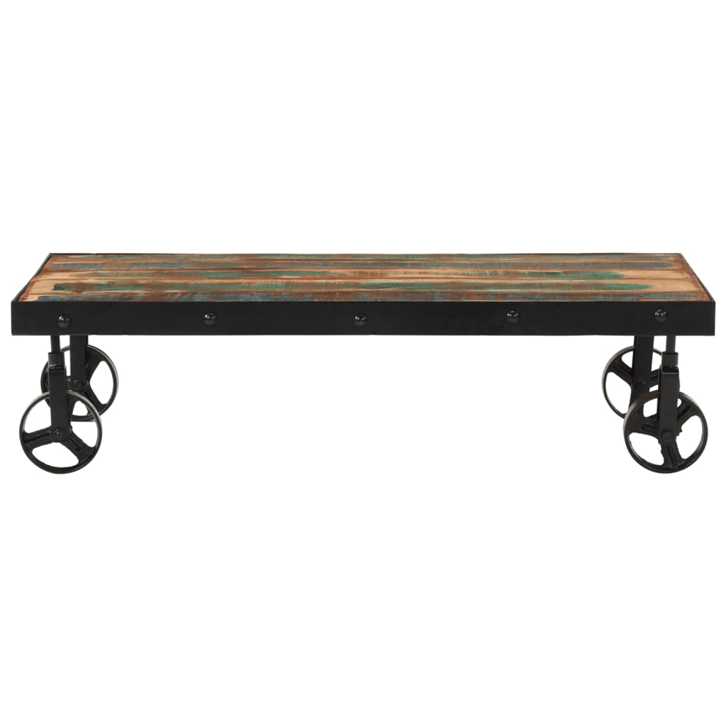 Mesa de centro c/ rodas 100x55x26 cm madeira recuperada maciça
