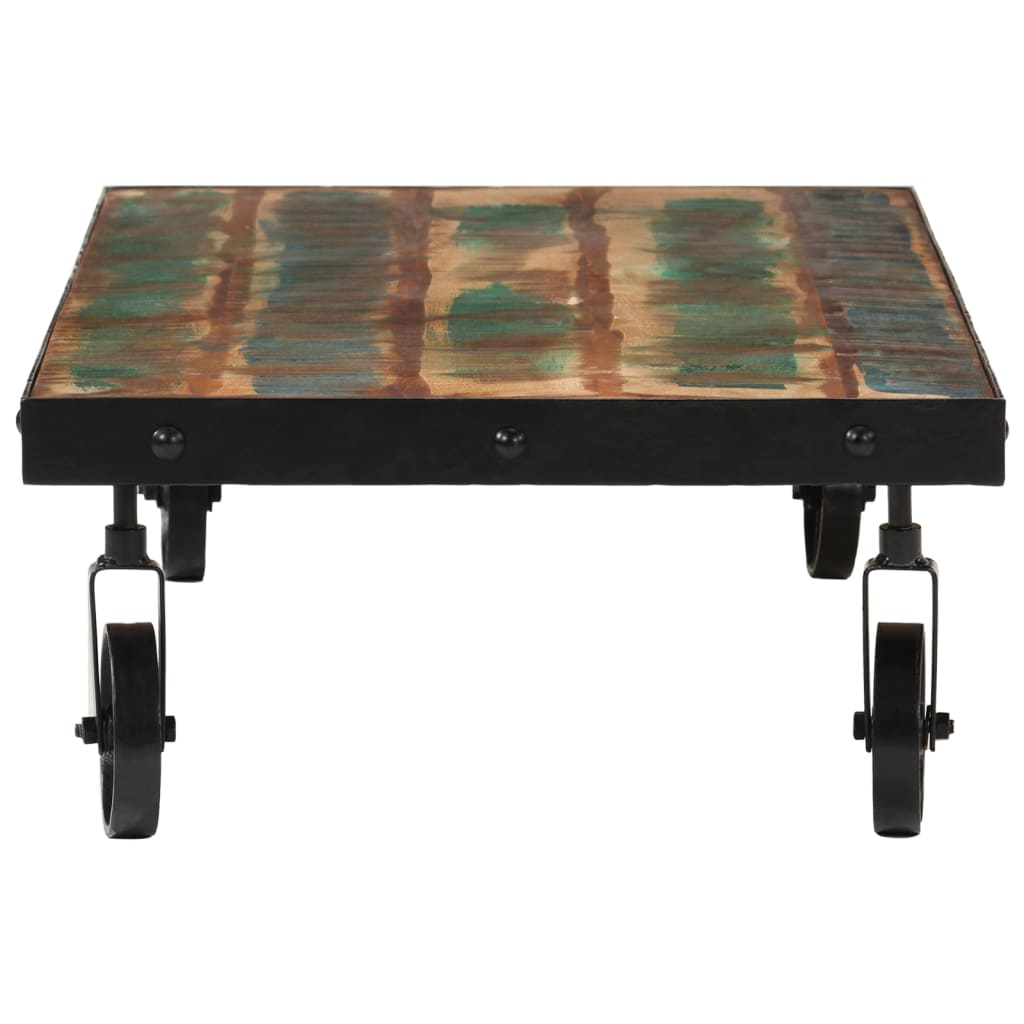 Mesa de centro c/ rodas 100x55x26 cm madeira recuperada maciça