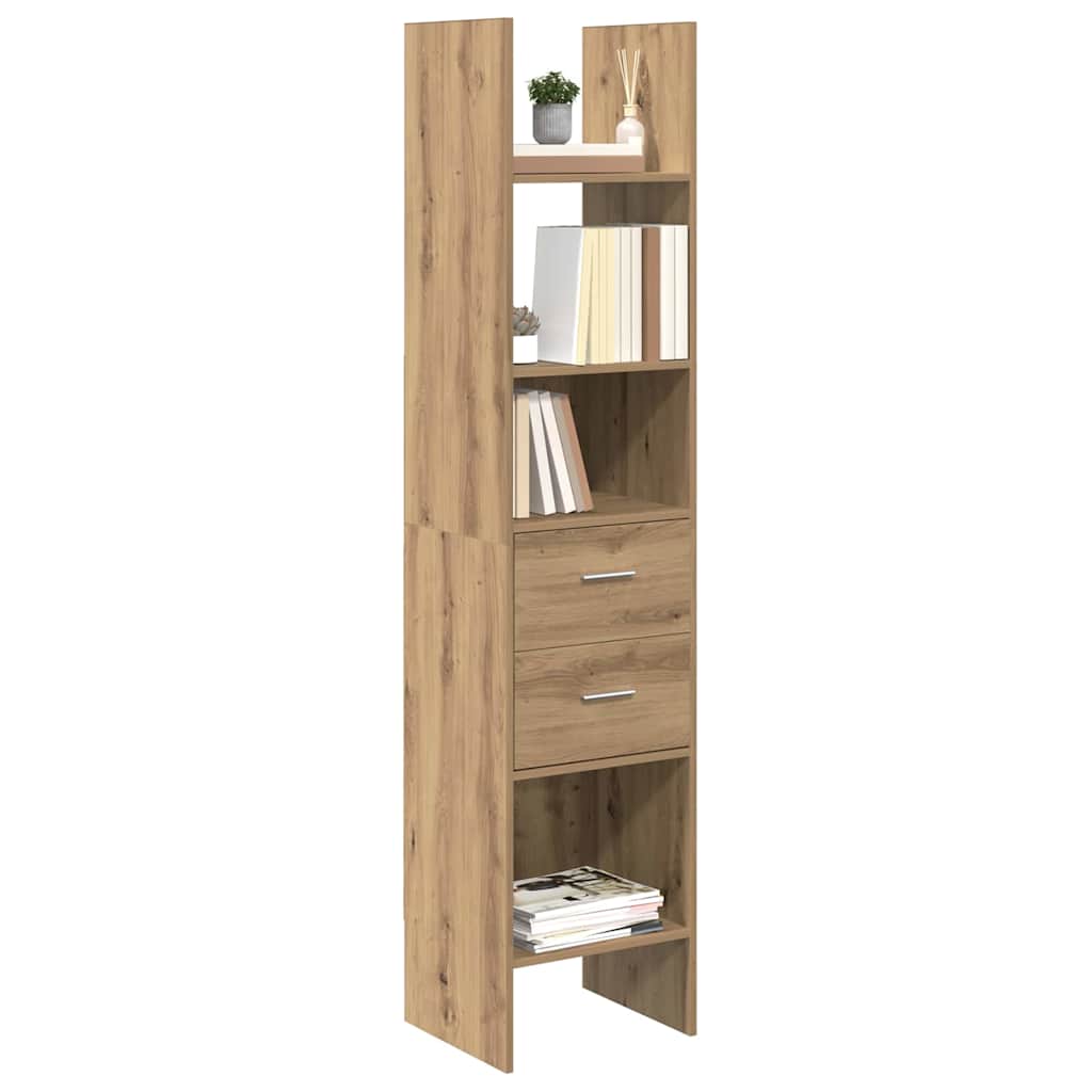 Gabinete de livros 2 níveis 40 x 35 x 180 cm carvalho artisiano