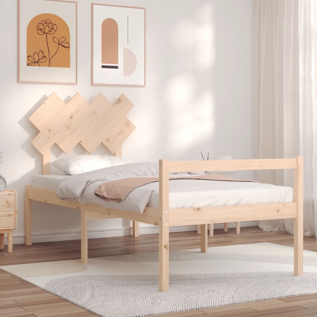 Cama de solteiro para idosos com cabeceira madeira maciça