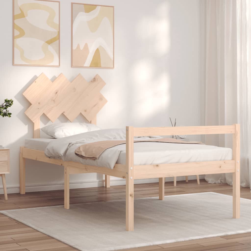 Cama de solteiro para idosos com cabeceira madeira maciça
