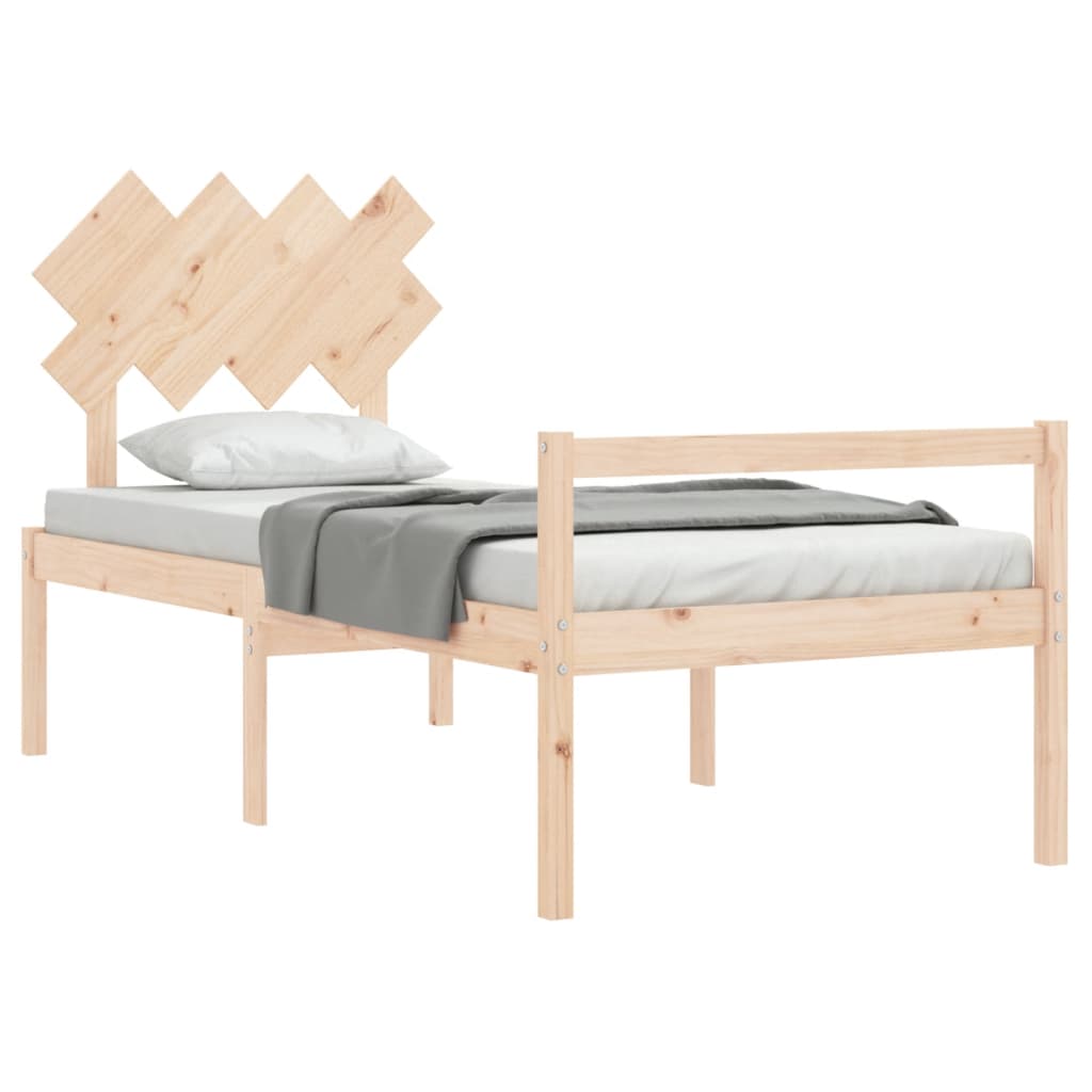 Cama de solteiro para idosos com cabeceira madeira maciça