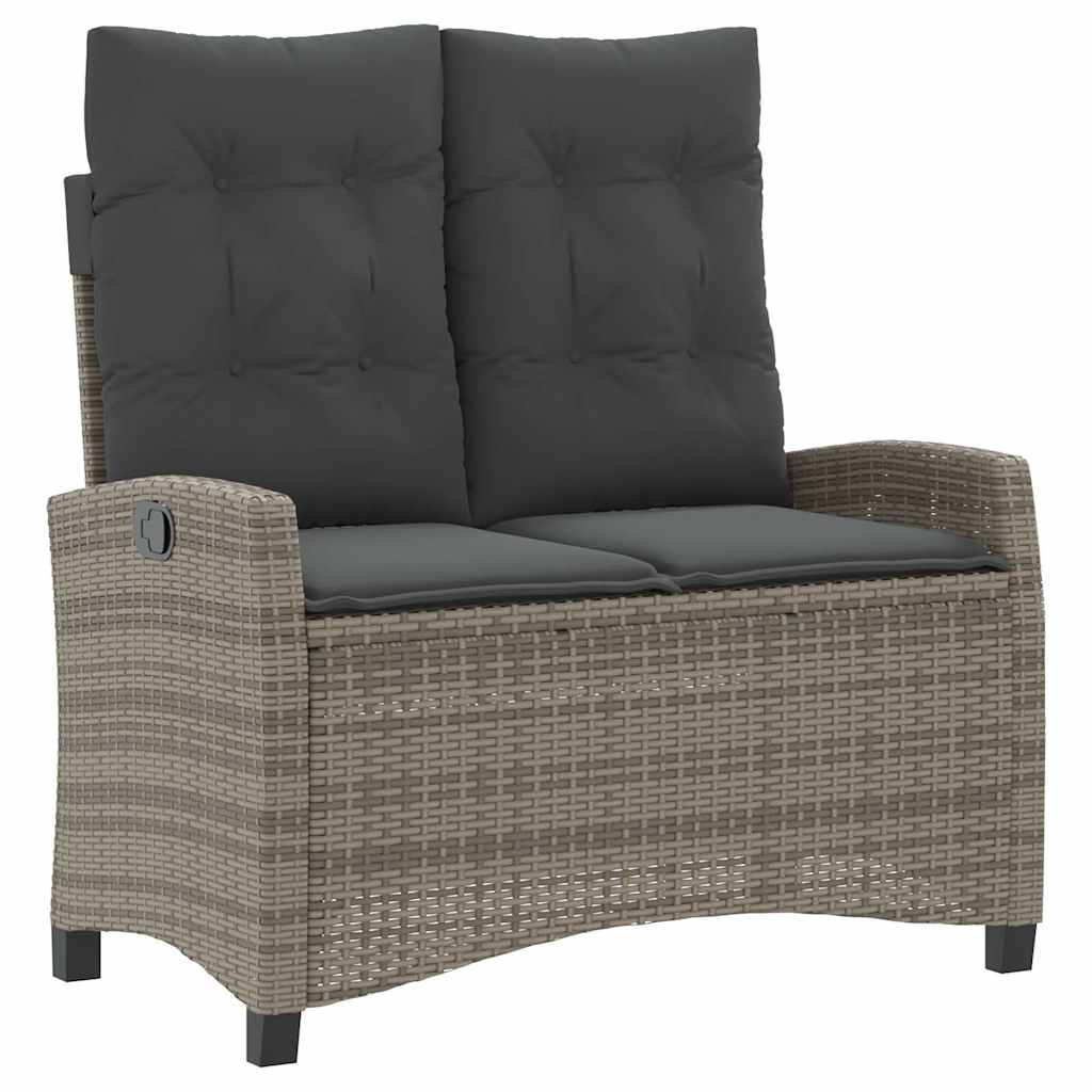 2 Pcs conjunto de jantar p/ jardim c/ almofadões vime PE cinza
