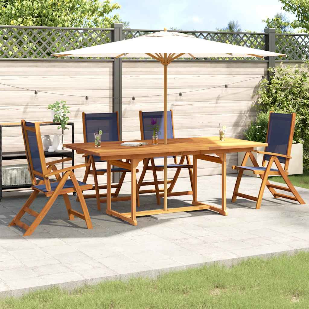 5 Pcs conjunto de jantar para jardim acácia maciça e textilene