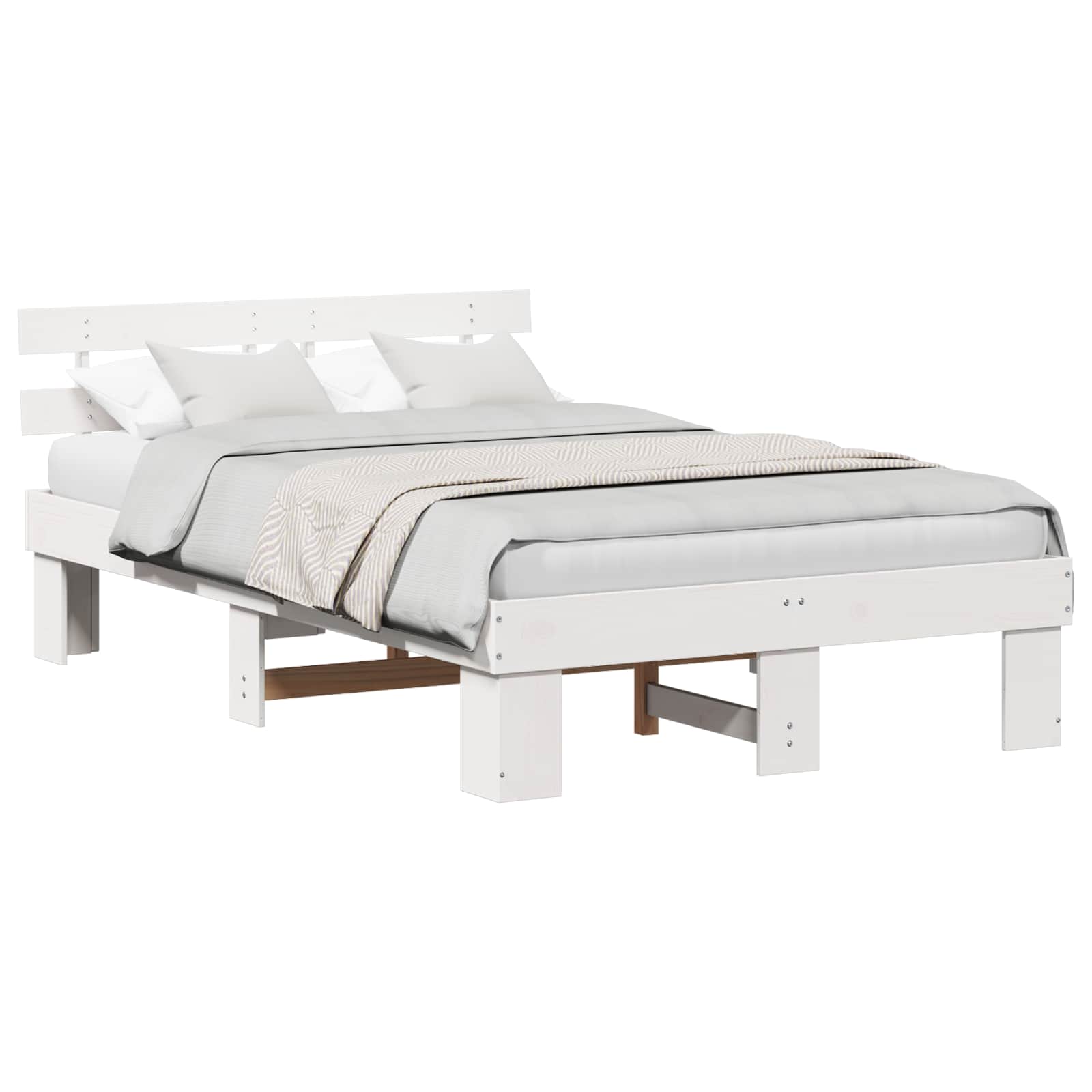Estrutura da cama com cabeceira branco 120 x 190 cm