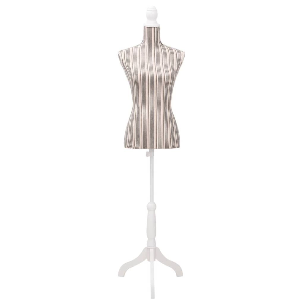 Busto manequim de senhora linho com riscas