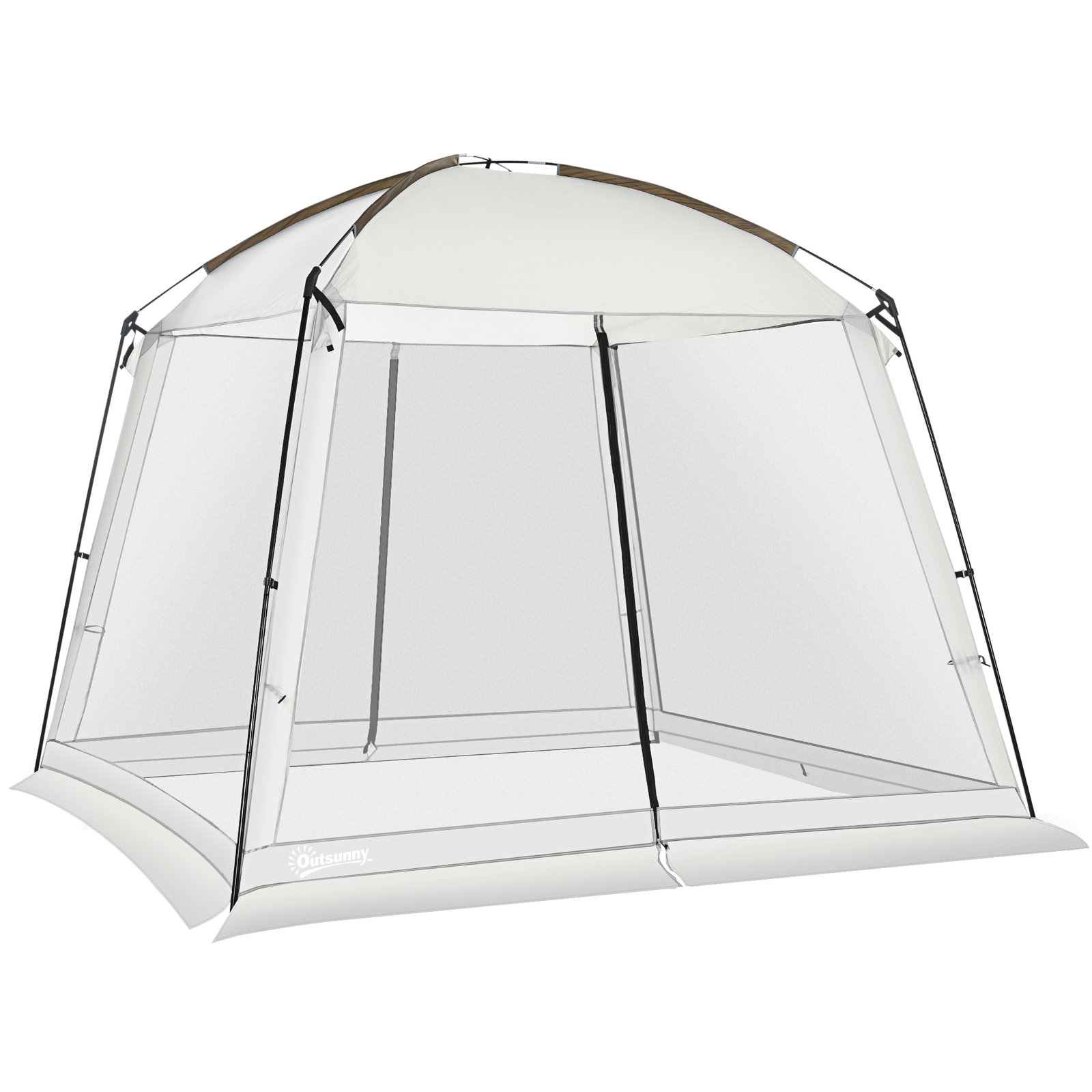 Tenda de jardim para 6-8 pessoas com 4 mosquiteiras e 2 portas proteção uv50+ inclui bolsa de transporte 3x3 m branco