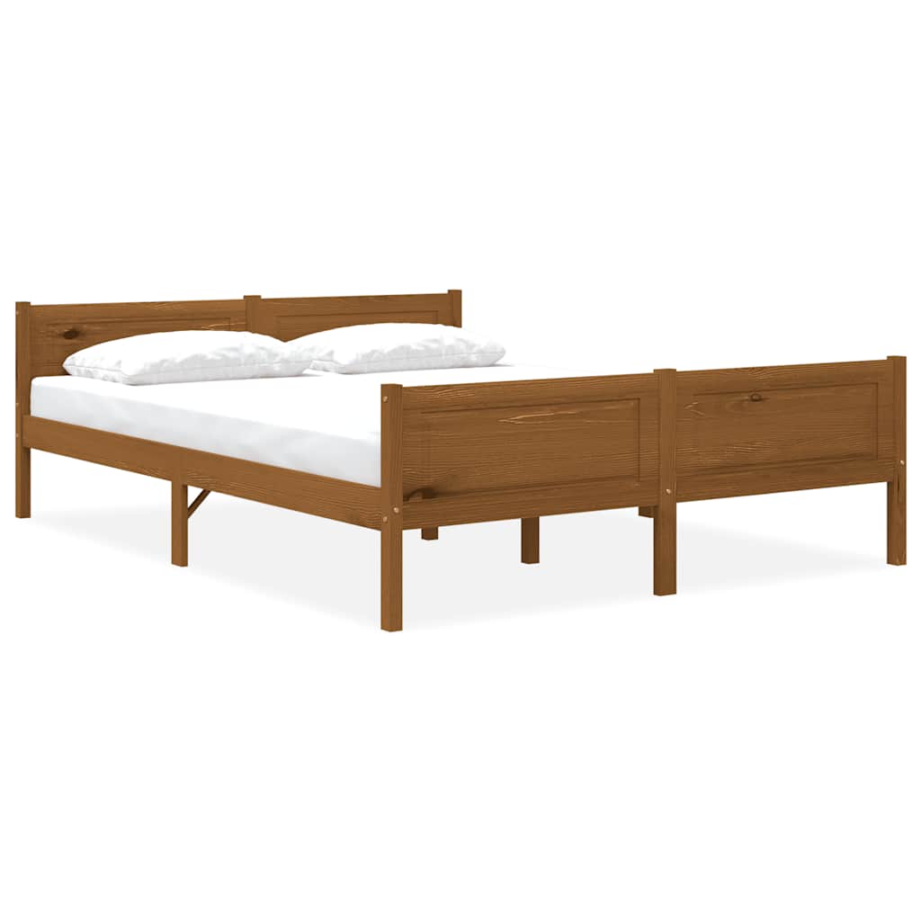 Estrutura de cama 140x200 cm pinho maciço castanho mel