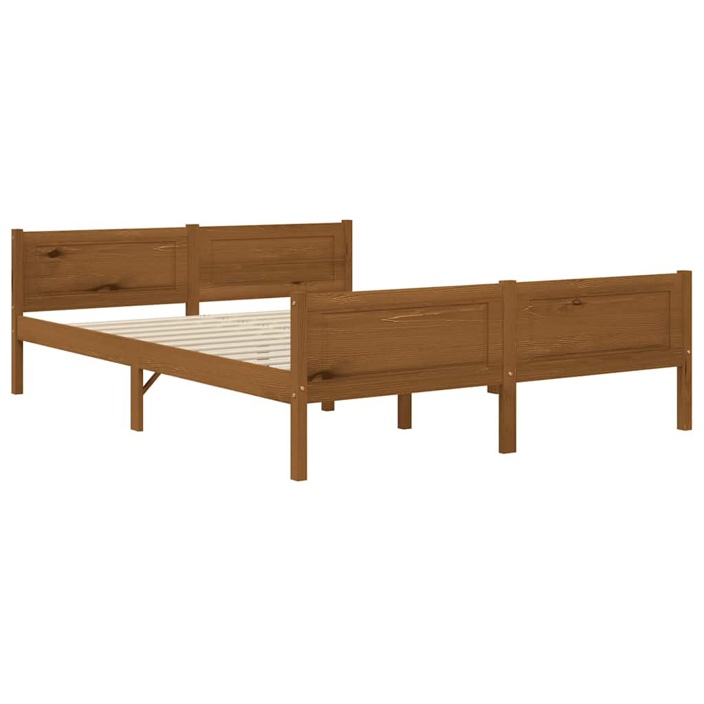 Estrutura de cama 140x200 cm pinho maciço castanho mel