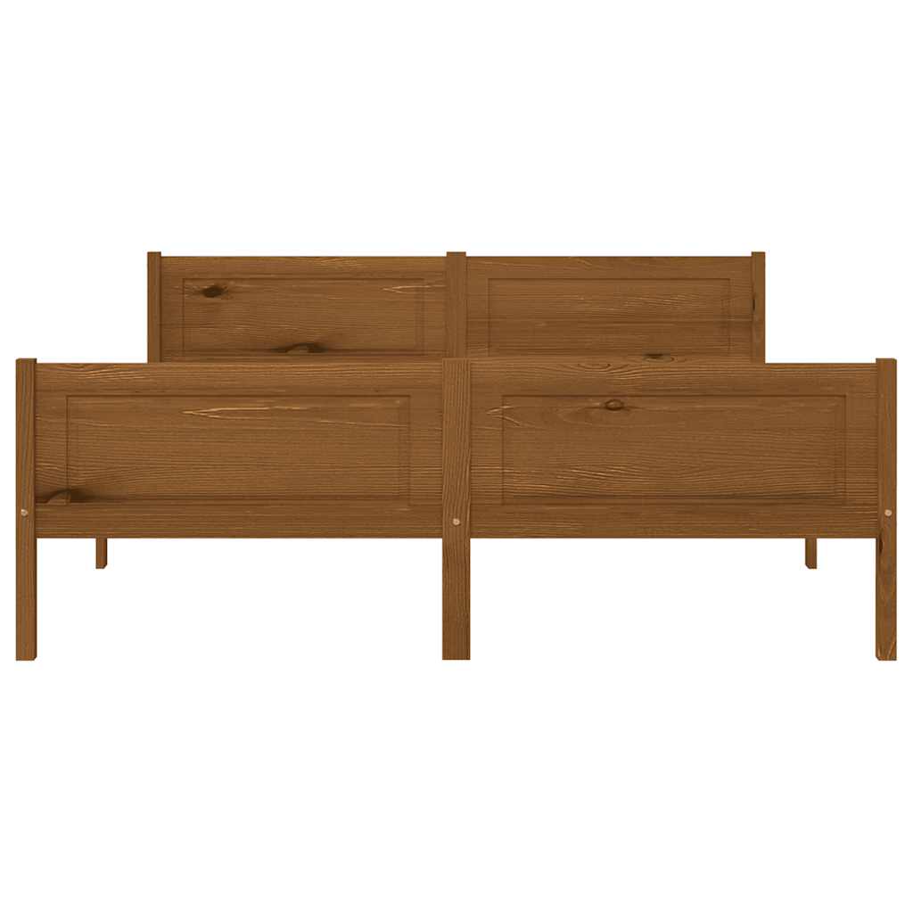 Estrutura de cama 140x200 cm pinho maciço castanho mel