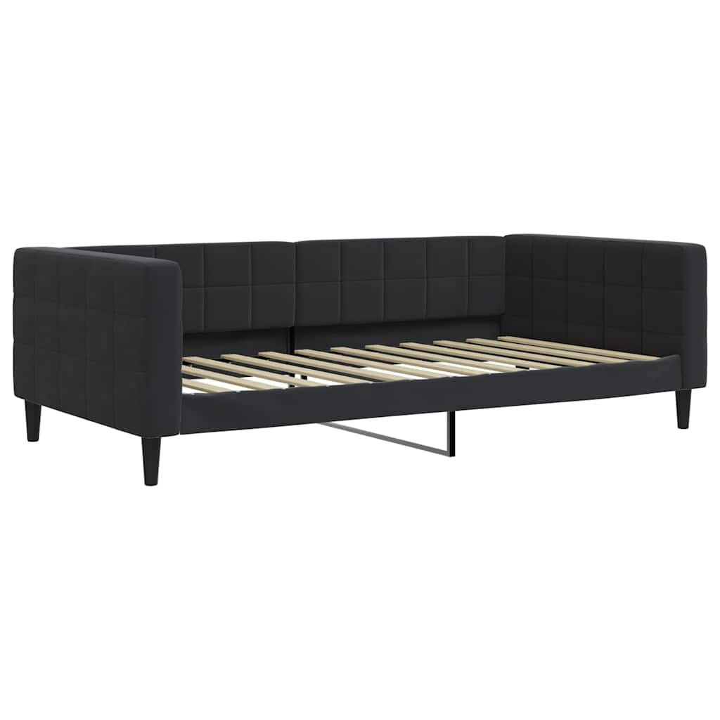 Sofá-cama com gavetão e colchões 100x200 cm veludo preto