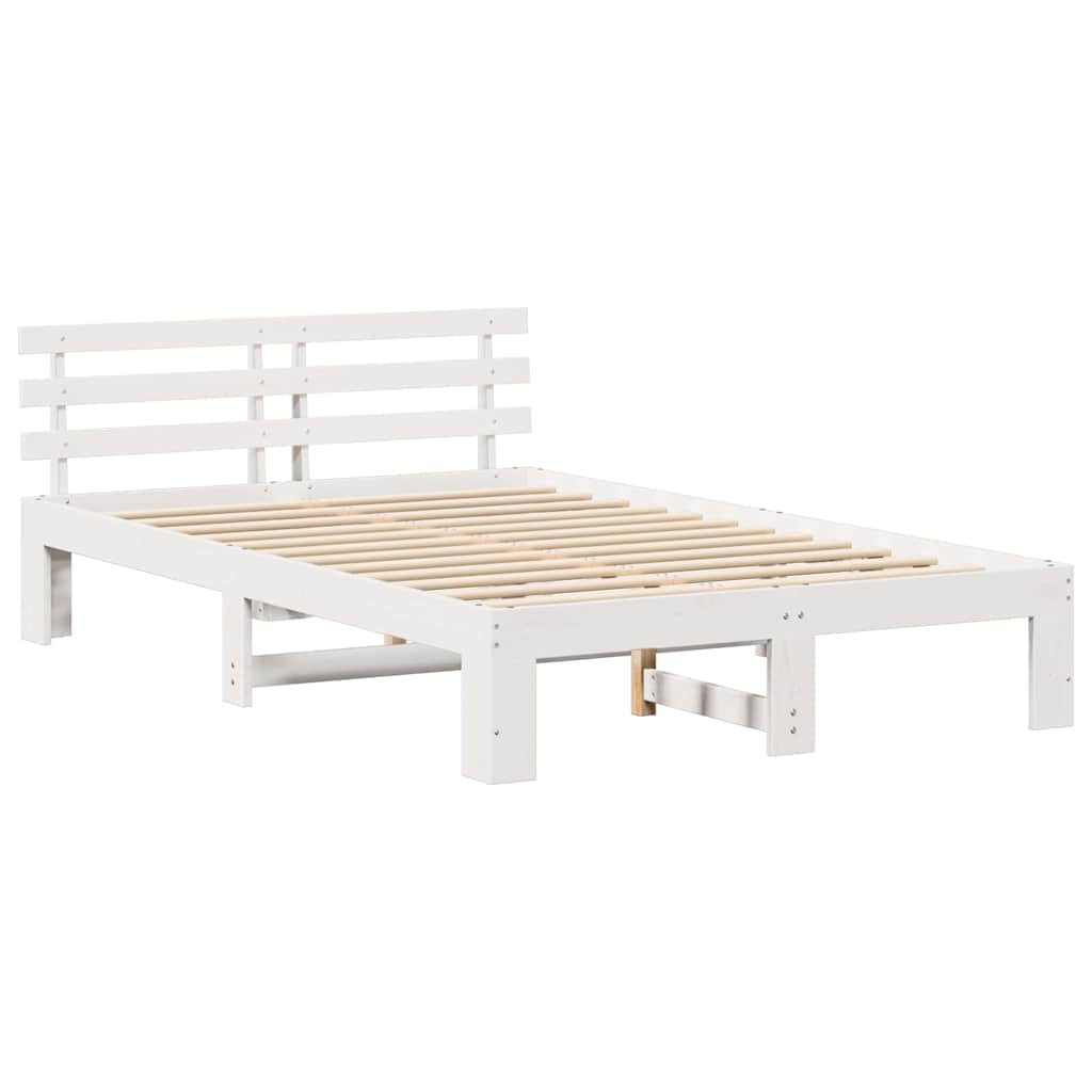 Estrutura da cama com cabeceira branco 140 x 190 cm