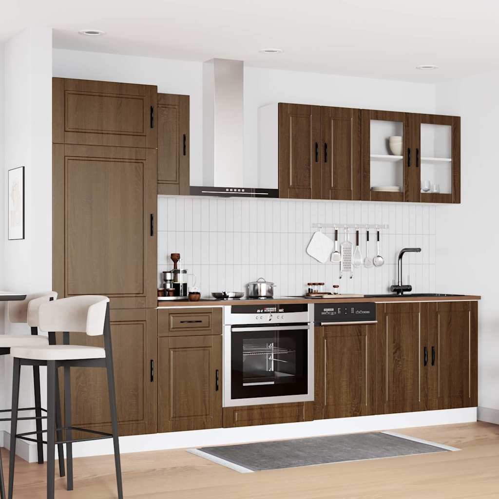 8 Peças armário de cozinha conjunto kalmar carvalho castanho