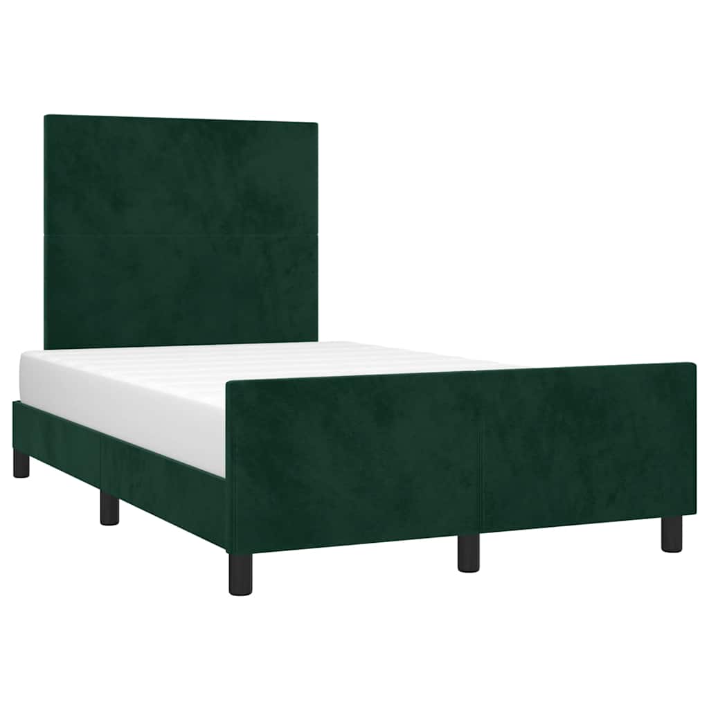 Estrutura de cama sem colchão 120x200 cm veludo verde-escuro