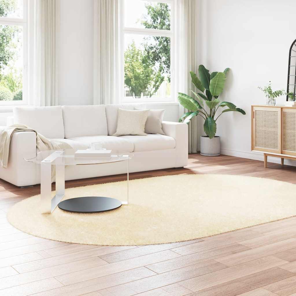 Tapete shaggy de pelo alto navarra 300x200 cm poliéster creme