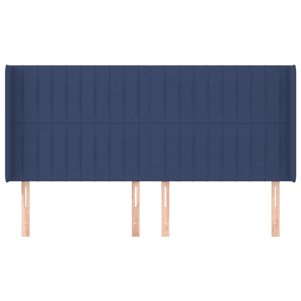 Cabeceira de cama c/ abas tecido 163x16x118/128 cm azul