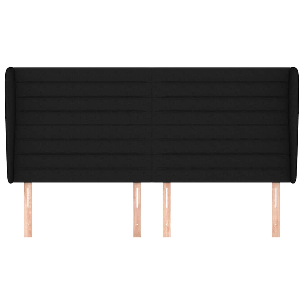 Cabeceira de cama c/ abas tecido 203x23x118/128 cm preto