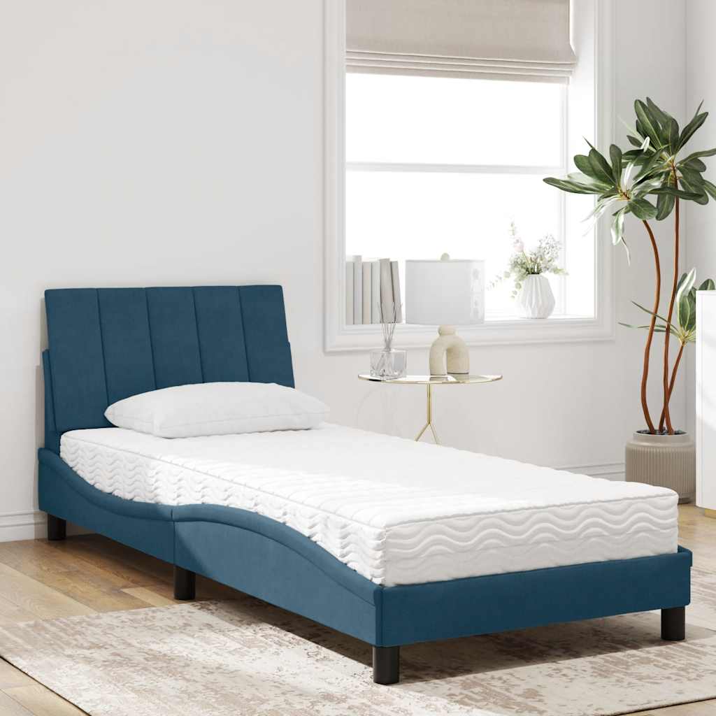 Cama com colchão hanko 80x200 cm veludo azul