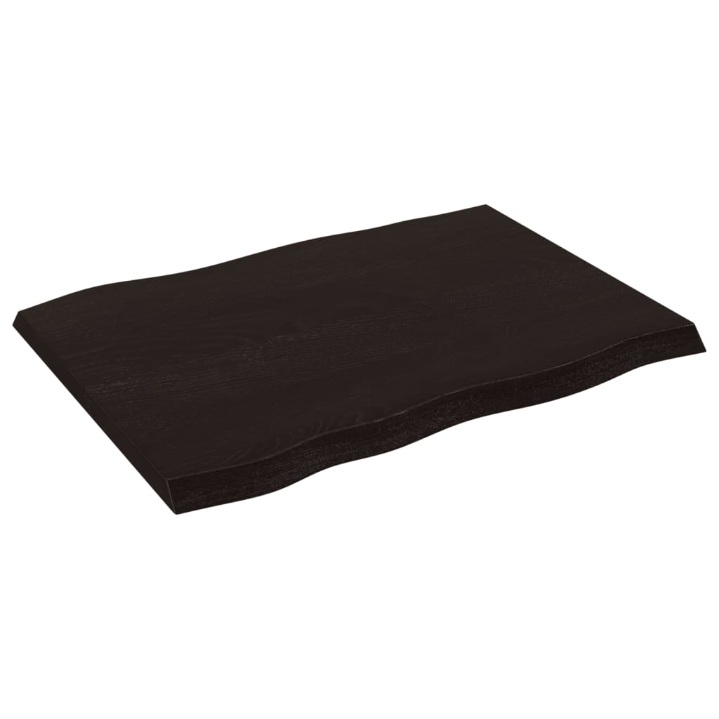 Tampo de mesa com bordas vivas maciço tratado castanho-escuro