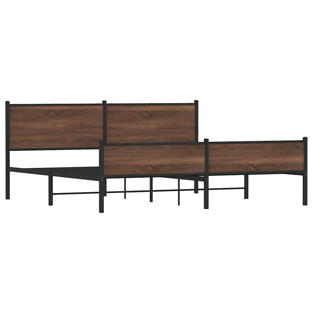Estrutura cama sem colchão 193x203 cm metal carvalho castanho