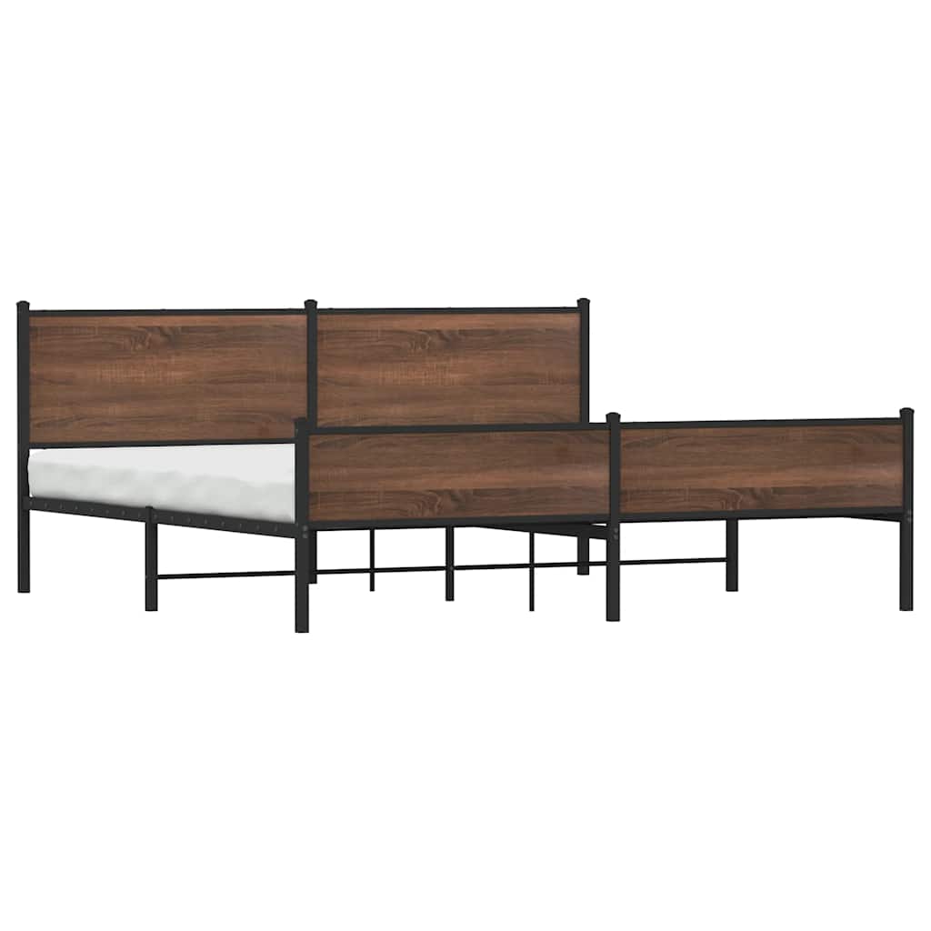 Estrutura cama sem colchão 193x203 cm metal carvalho castanho