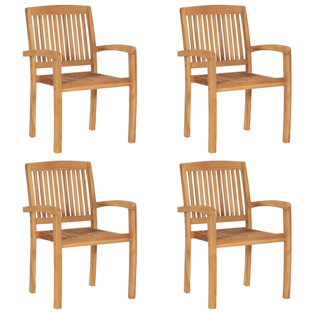 Cadeiras de jardim empiháveis c/ almofadões 4 pcs teca maciça