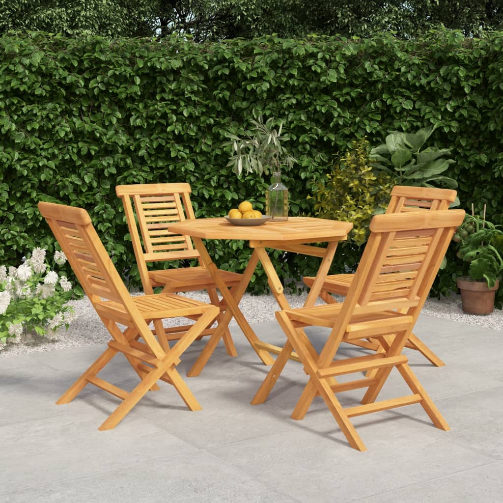 5 Pcs conjunto de jantar p/ jardim madeira de teca maciça