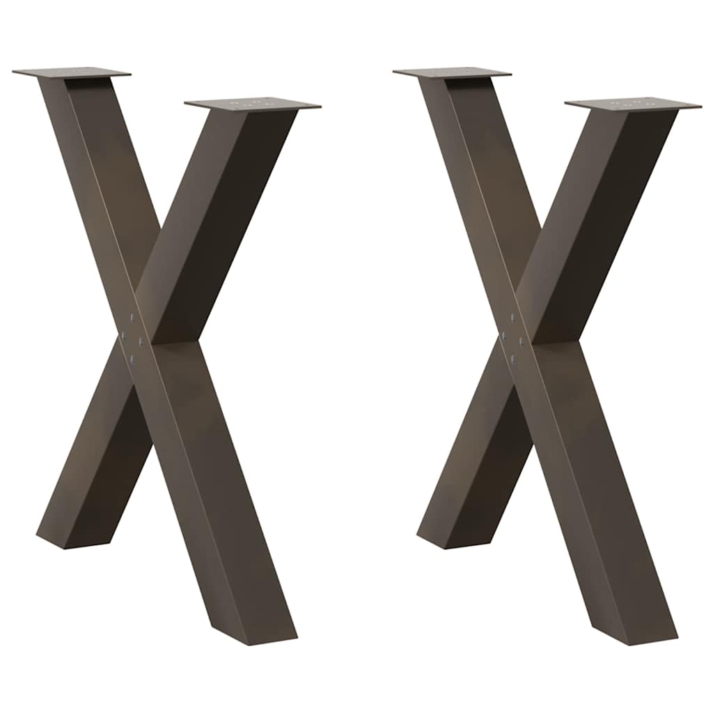 Pés para mesa de jantar em formato de x, 2 peças, aço natural, 80x(72-73) cm, aço
