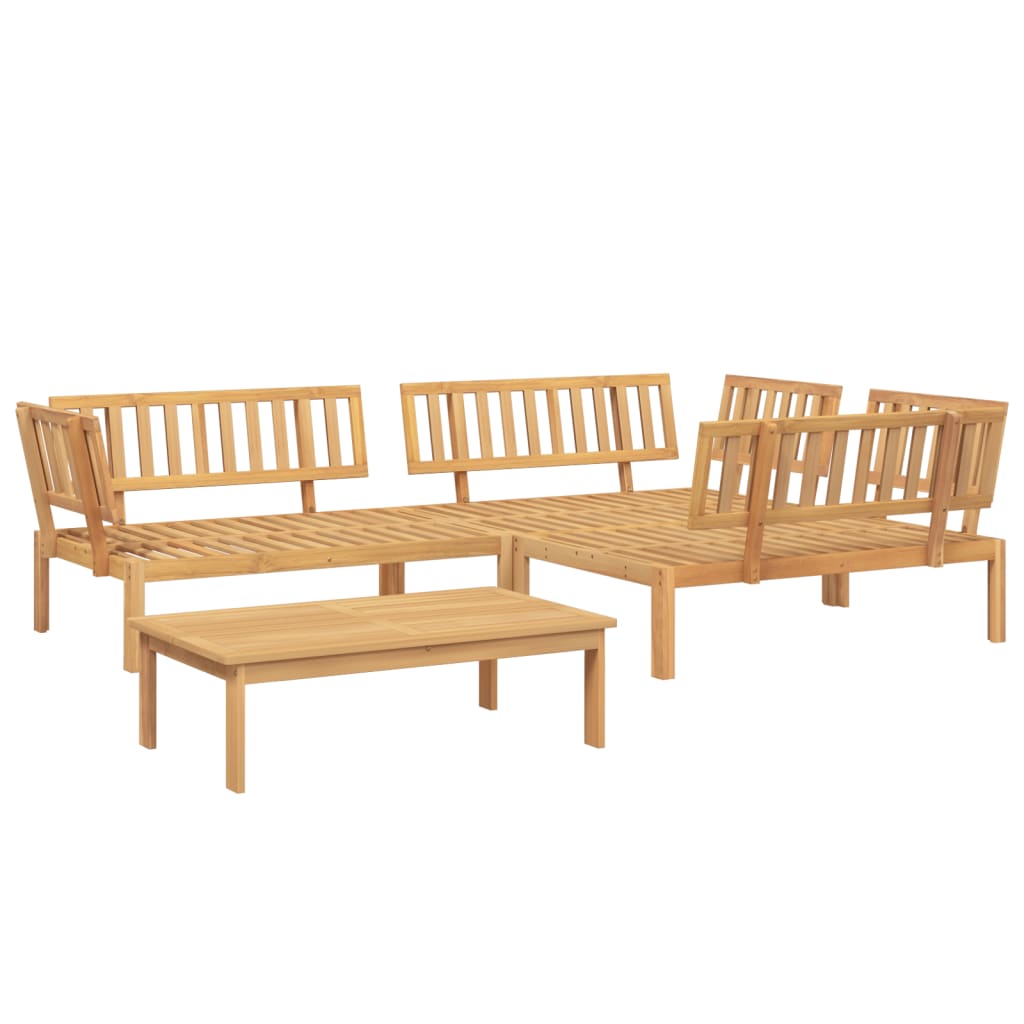 4 Pcs conjunto de móveis de paletes p/ jardim acácia maciça