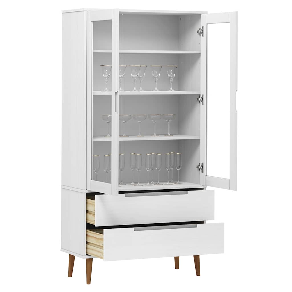 Vitrina molde 90x35x175 cm pinho maciço branco