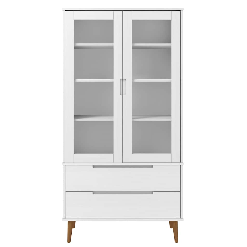 Vitrina molde 90x35x175 cm pinho maciço branco